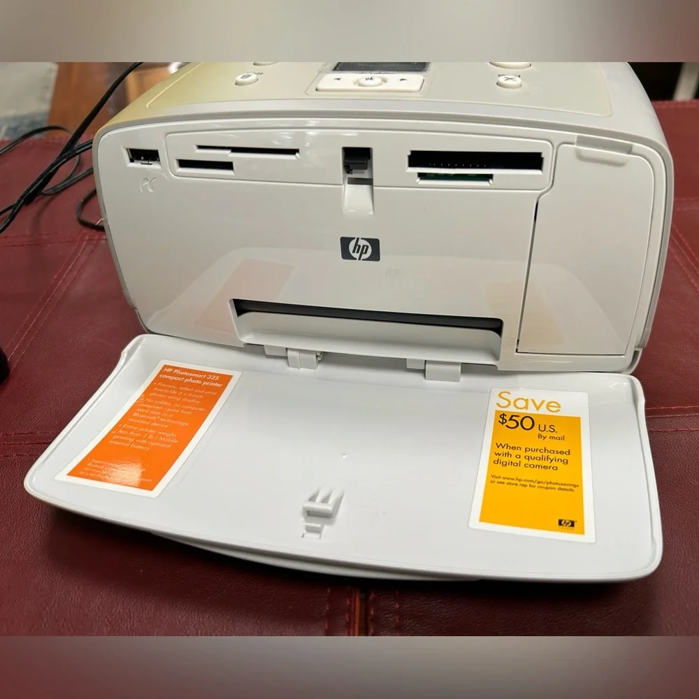 HP White Photosmart 325 Printer with Card Slots